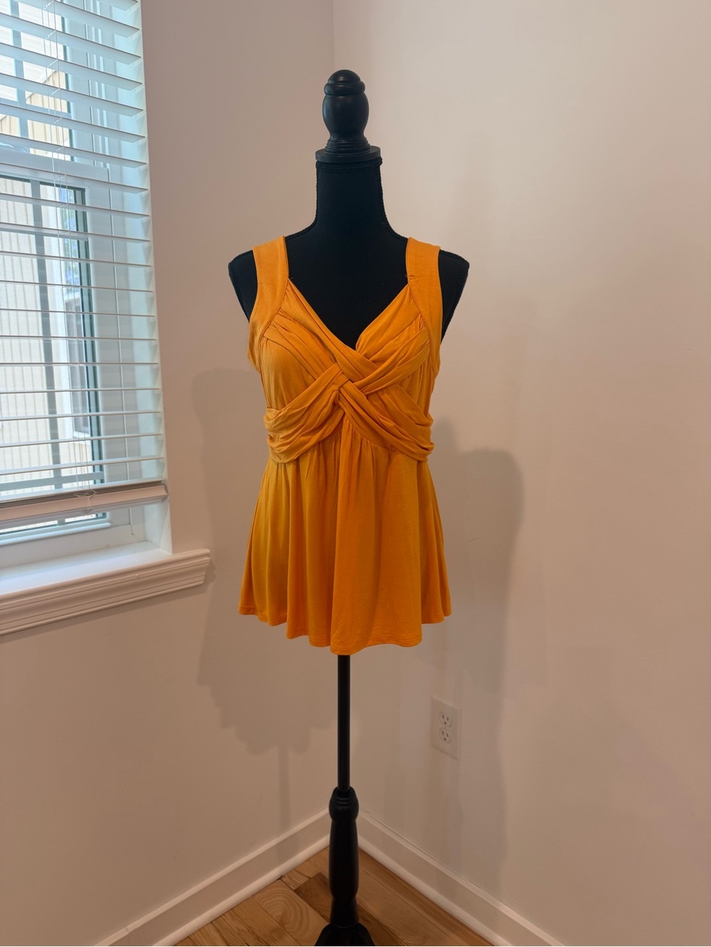 NY&C New York & Company Mustard Yellow Twist Front Sleeveless Top Medium - NWT